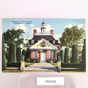 Governor's Palace Garden Williamsburg Virginia 1940s Linen Postcard VA PC 1950